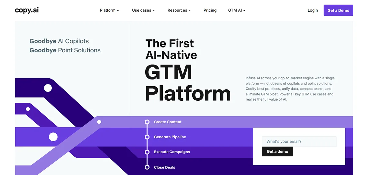 copy.ai for email marketing and business workflows