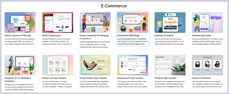 Nicepage E-Commerce Support