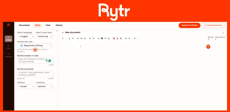 Rytr AI writing tool budget pick for bloggers